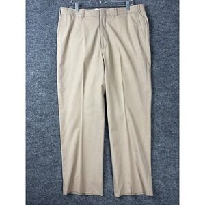 J. Press Chino Men Size 36x28 Brown Tan Trousers Flat Front Made in USA